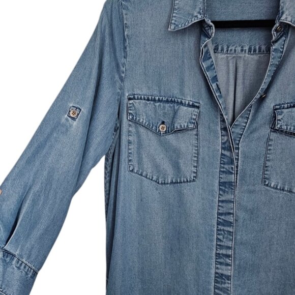Club Monaco Blue Denim Shirt Dress Size Small - Picture 4 of 6